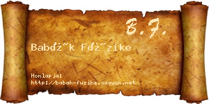 Babák Füzike névjegykártya
